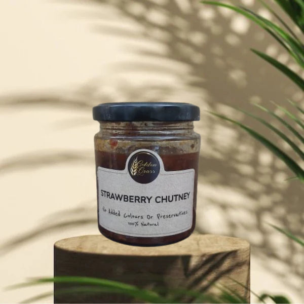 Chutney | Strawberry Chutney - 100% Natural - Vegan, No Added Colour & No Added Preservatives - Golden Grass - 200gm