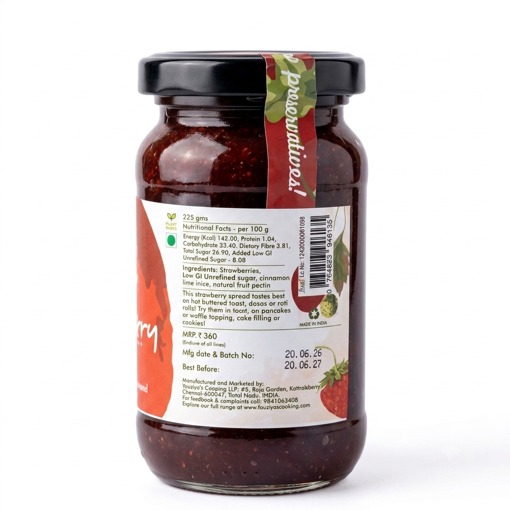 Spread| Strawberry Spread - Real Ingredients - No Added Preservatives - Fouziya&