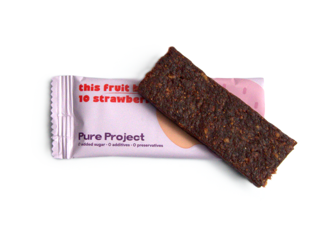 Fruit Bar | Strawberry Apple Fruit Bar - Vegan, Gluten Free & High Fiber - Pure Project - 25gm