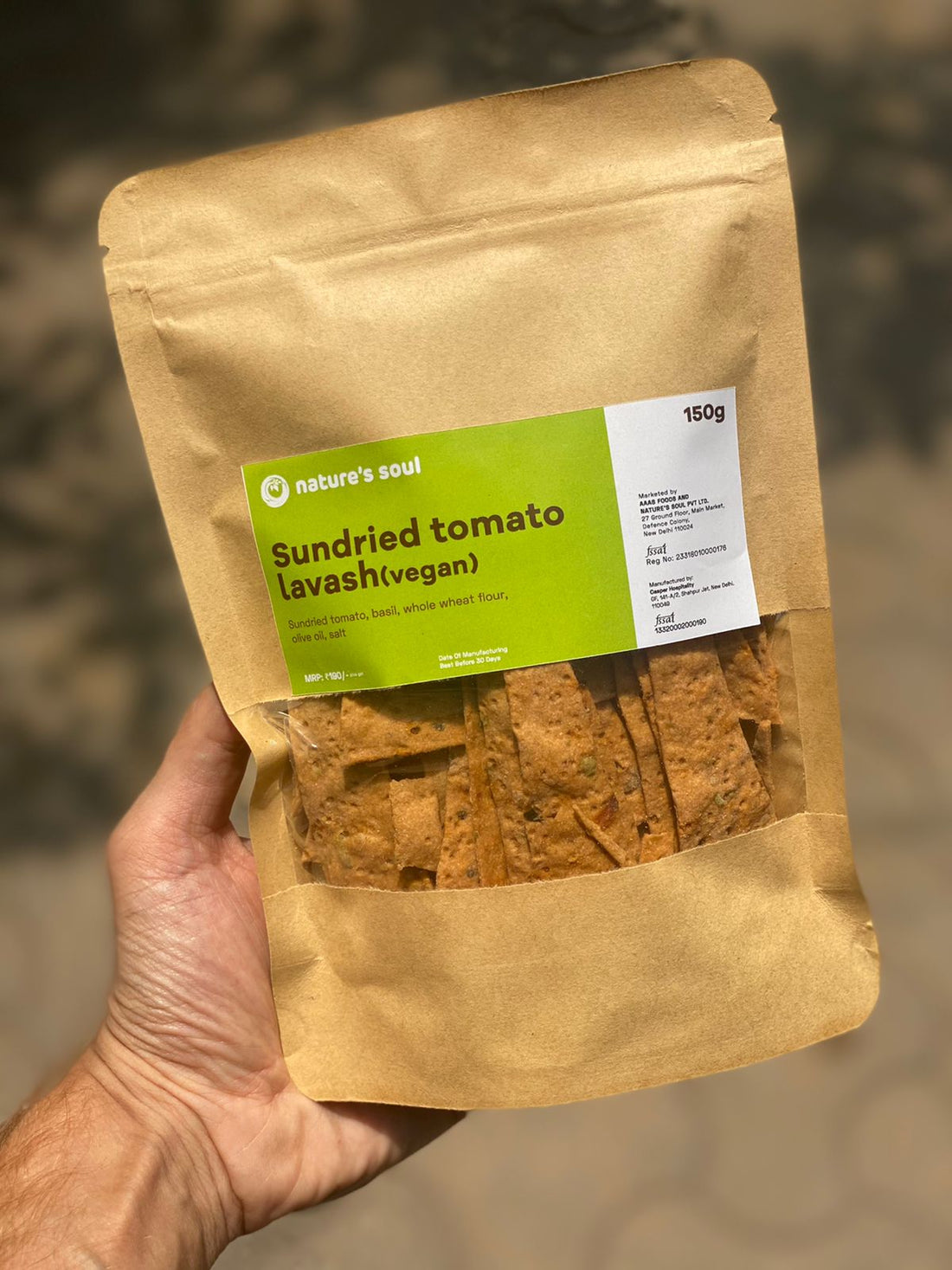 Sundried Tomato Lavash - Natural - Indian - Vegan - Nature&