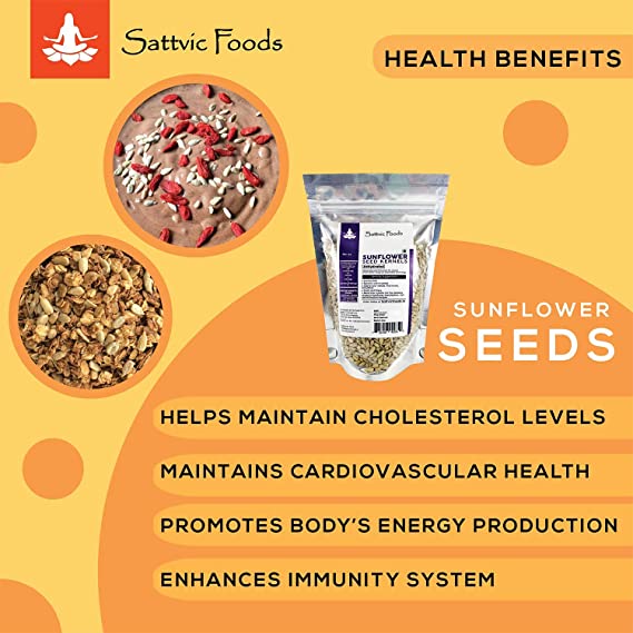 Sunflower Seed | Kernels (Dehydrated & Ozonated ) - Enhances Immune System, Helps Maintain Cholesterol Levels, Excellent Source Of Protein, Fiber & Minerals - Sattvic Food - 100gm