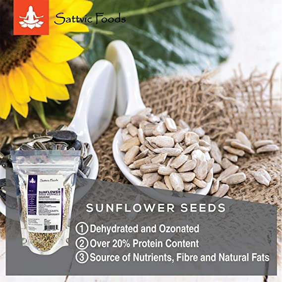 Sunflower Seed | Kernels (Dehydrated & Ozonated ) - Enhances Immune System, Helps Maintain Cholesterol Levels, Excellent Source Of Protein, Fiber & Minerals - Sattvic Food - 100gm