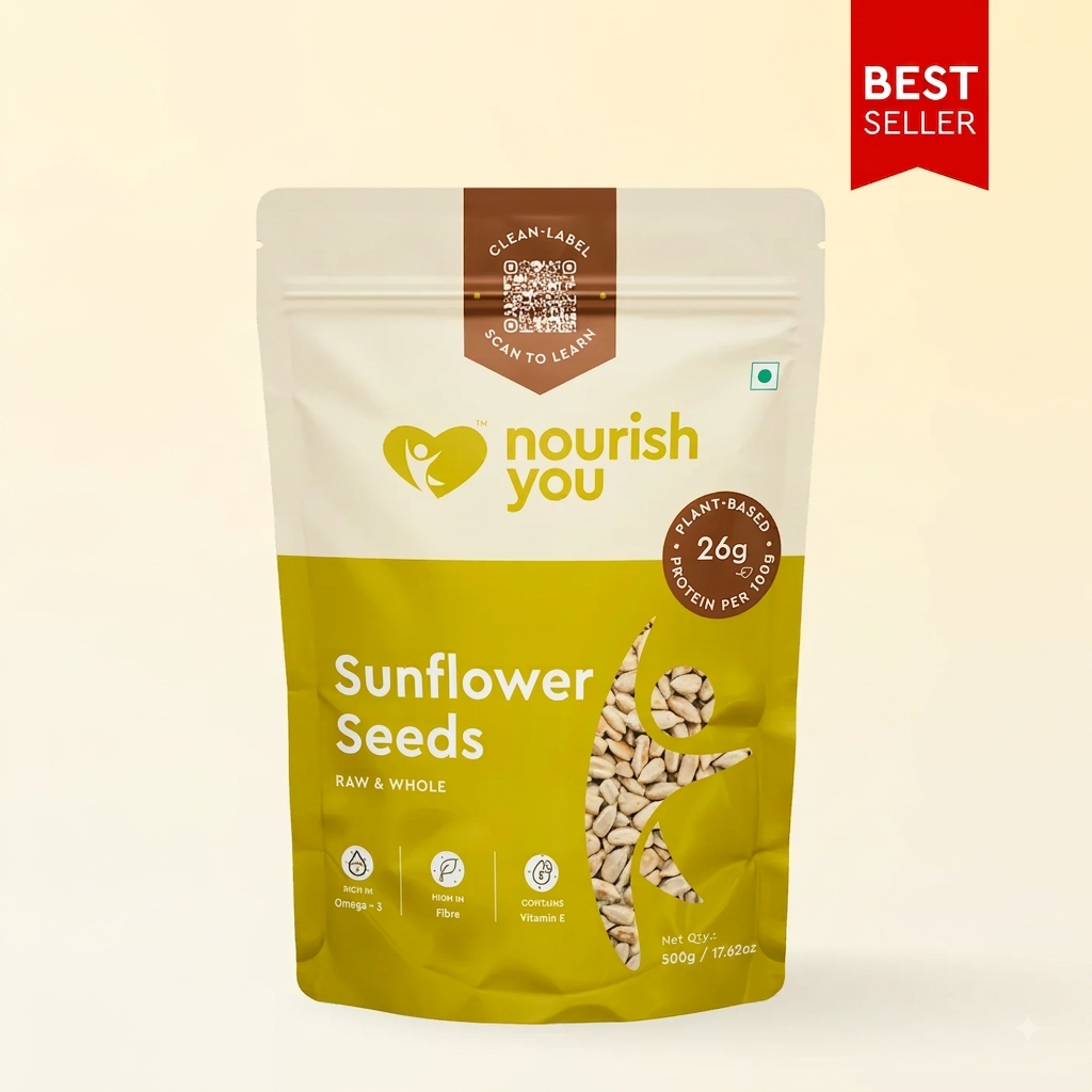 Seeds | Sunflower Seeds - Vitamin E-Rich and Antioxidant Rich- High In Protein, Omega 3 & High In Fibre - Nourish You - 500gm