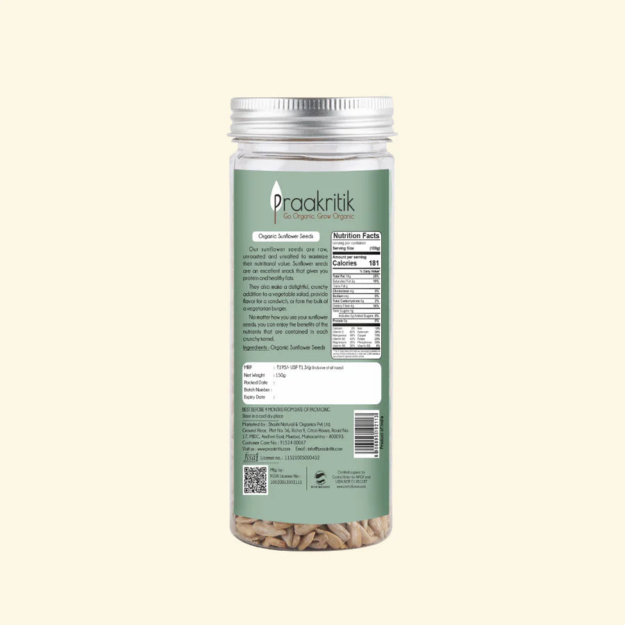 Healthy Seeding | Sunflower Seeds - USDA Organic - Praakritik – 150gm