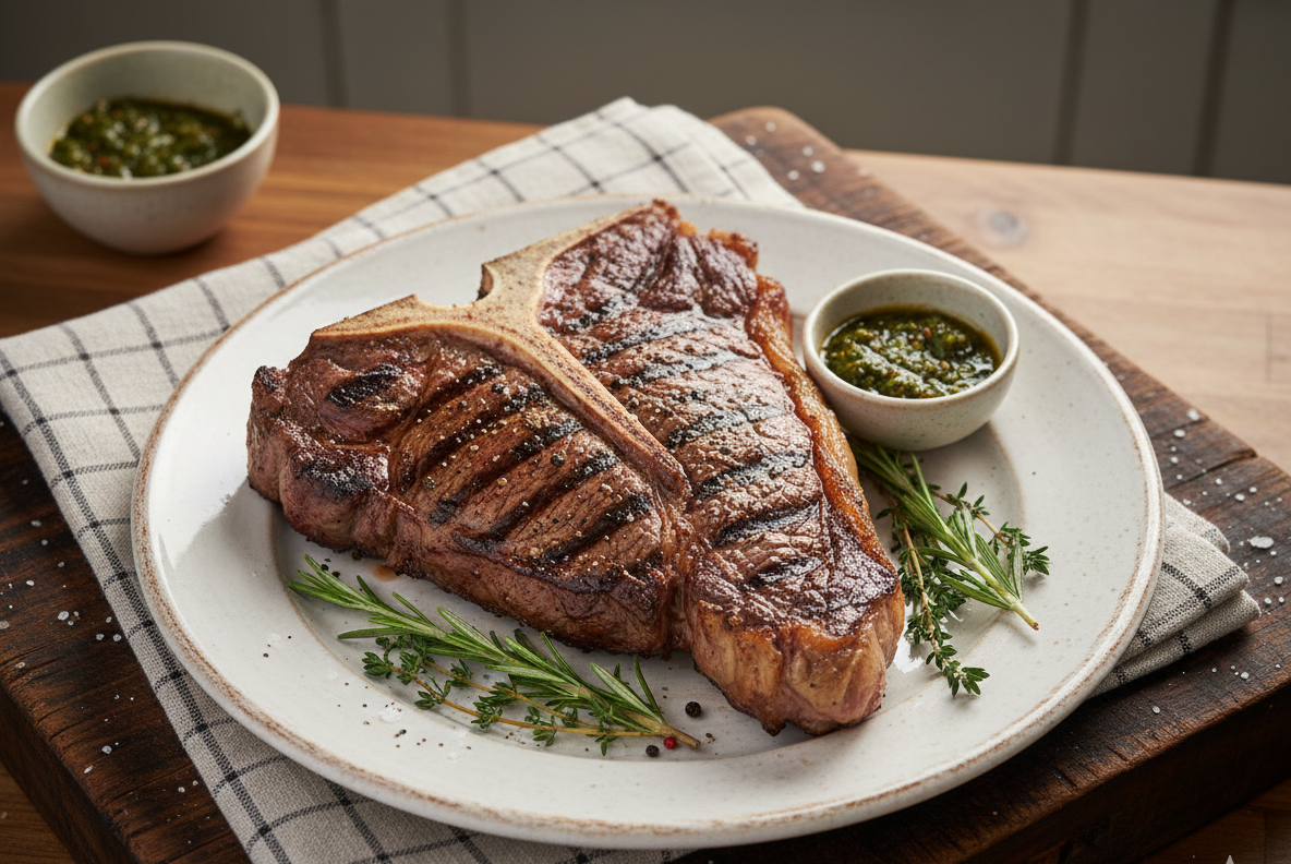 Buff | T-Bone Steak Buff - Kerala Meat -No Antibiotics And Hormone Free – No Fillers, No Gums, No Nitrates & Binder Using Fat Only - Nature’s Soul –(Approx 450gm)