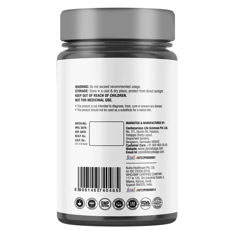 TMG (Trimethyl Glycine) | Vegan, Gluten Free, Sugar Free, Non GMO & Dairy Free – Decode Age – (500mg) – 30 Capsules