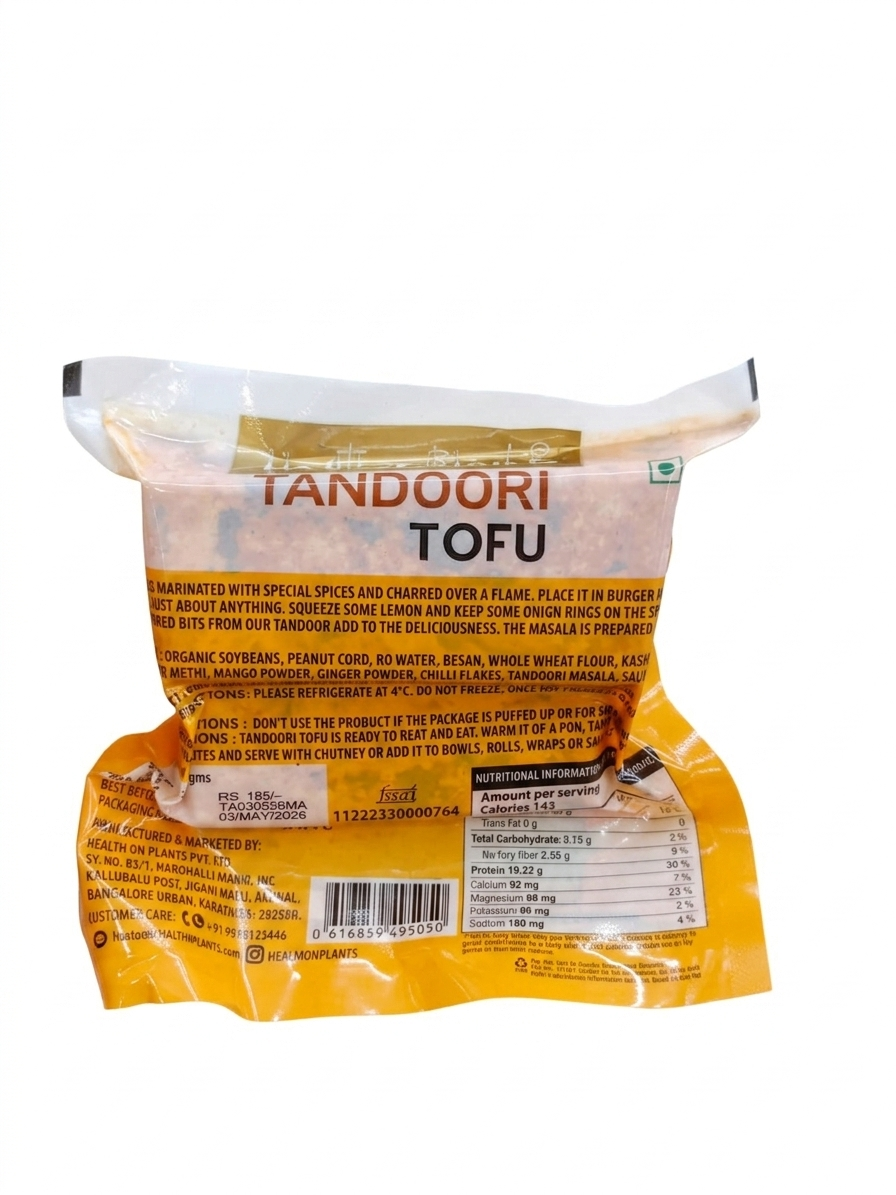 Tandoori Tofu | Handcrafted - 38gm Protein - Vegan & Keto Friendly - Health on Plants – 200gm