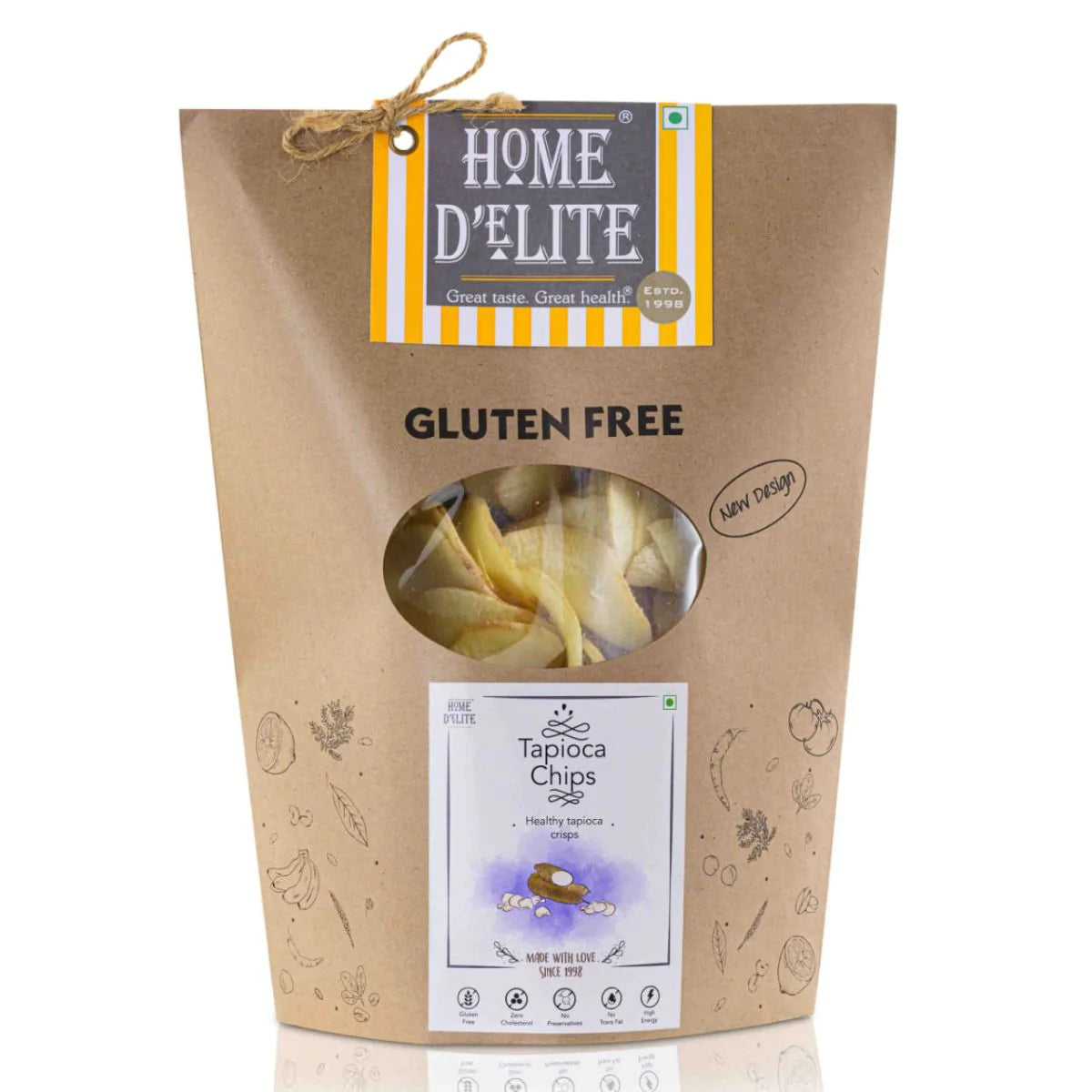 Chips | Tapioca Chips – Gluten Free, Zero Cholesterol & Zero Trans Fat – Home D’elite – 100gm