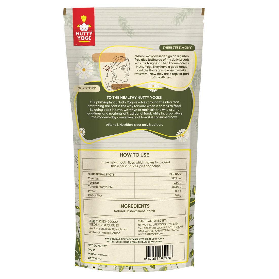 Tapioca Flour (Sabudana Atta) – All Natural – Gluten Free – Nutty Yogi – 500gm