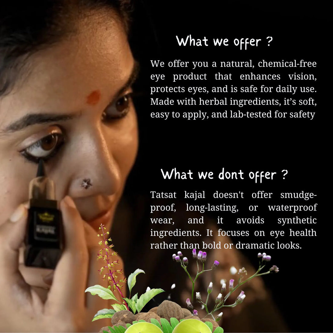 Kajal Pencil | Ayurvedic (Made From Dedicated Soot & Desi Cow Ghee) – Natural – Cruelty Free, Preservative Free, No Mineral Colors & Parabens – Tatsat – 2.5gm