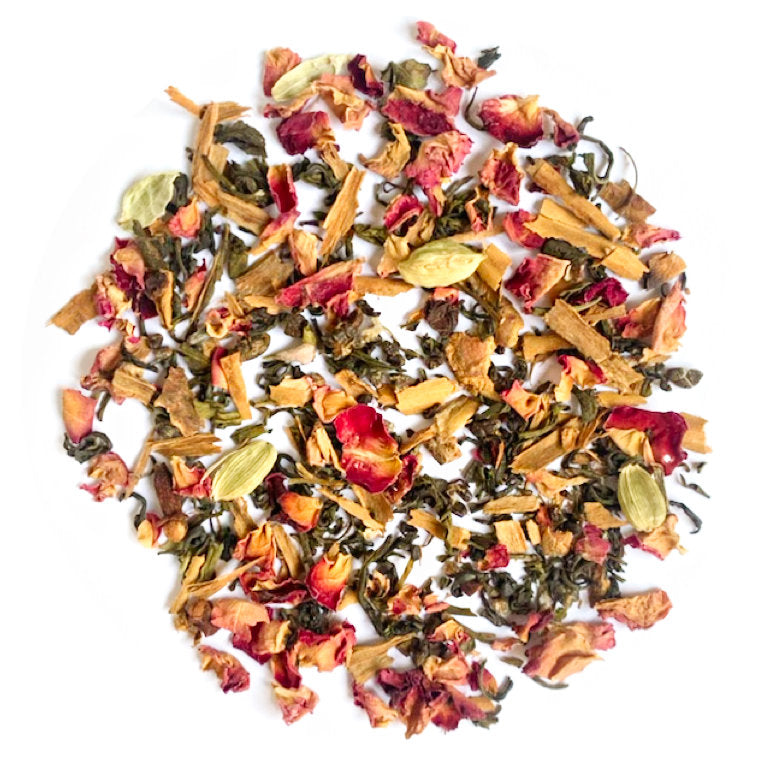 Tea | Kashmiri Kahwa (With Ceylon Cinnamon & Saffron) - Natural - Blend With Rose Petals & An Assortment Of Signature Spices - Tassyam Organics - 25gm