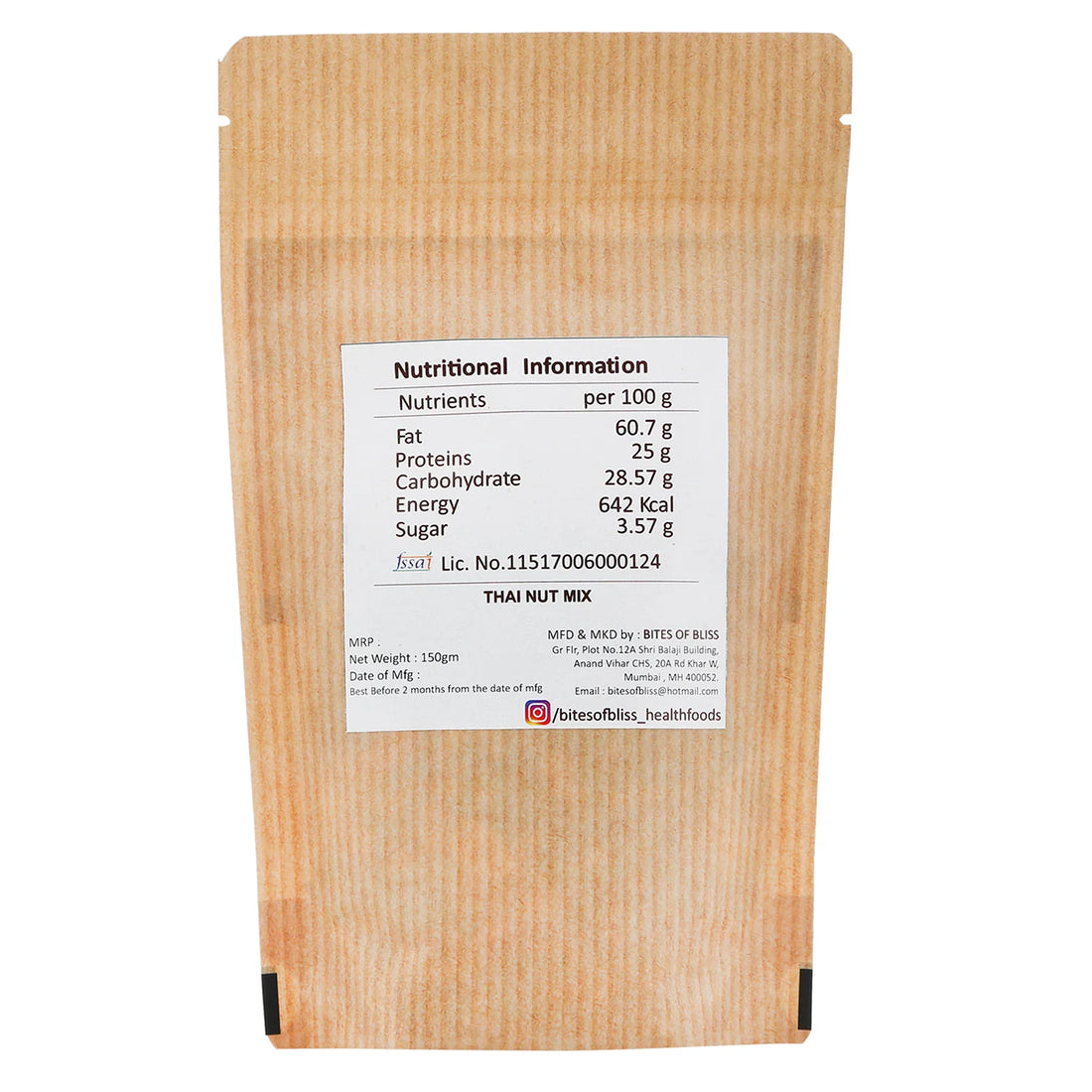 Thai Nut Mix | Roasted – Vegan, Gluten Free, No Added Preservatives & No Added Sugar – Bites Of Bliss – 150gm