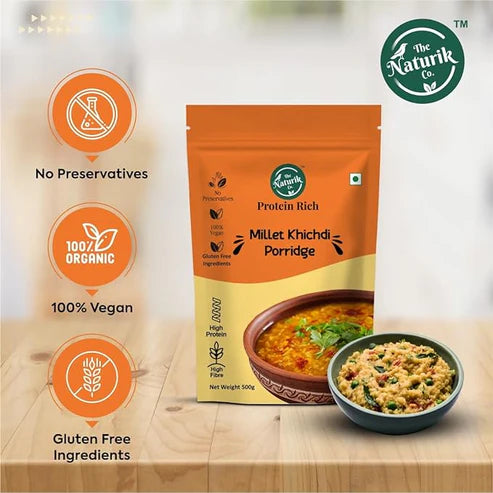 Millet Khichdi | Masala Millet Khichdi - Vegan, Gluten Free, No Maida, No Sugar, No Palm Oil & No Added Preservatives – The Naturik Co – 250gm