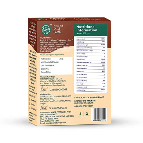 Cheela Mix | Ragi (Millets) Cheela Mix – 81% Ragi Pulses – 50.3g Protein -100% Pure – Gluten Free, No Maida, No Sugar, No Palm Oil & No Added Preservatives – The Naturik Co – 250gm