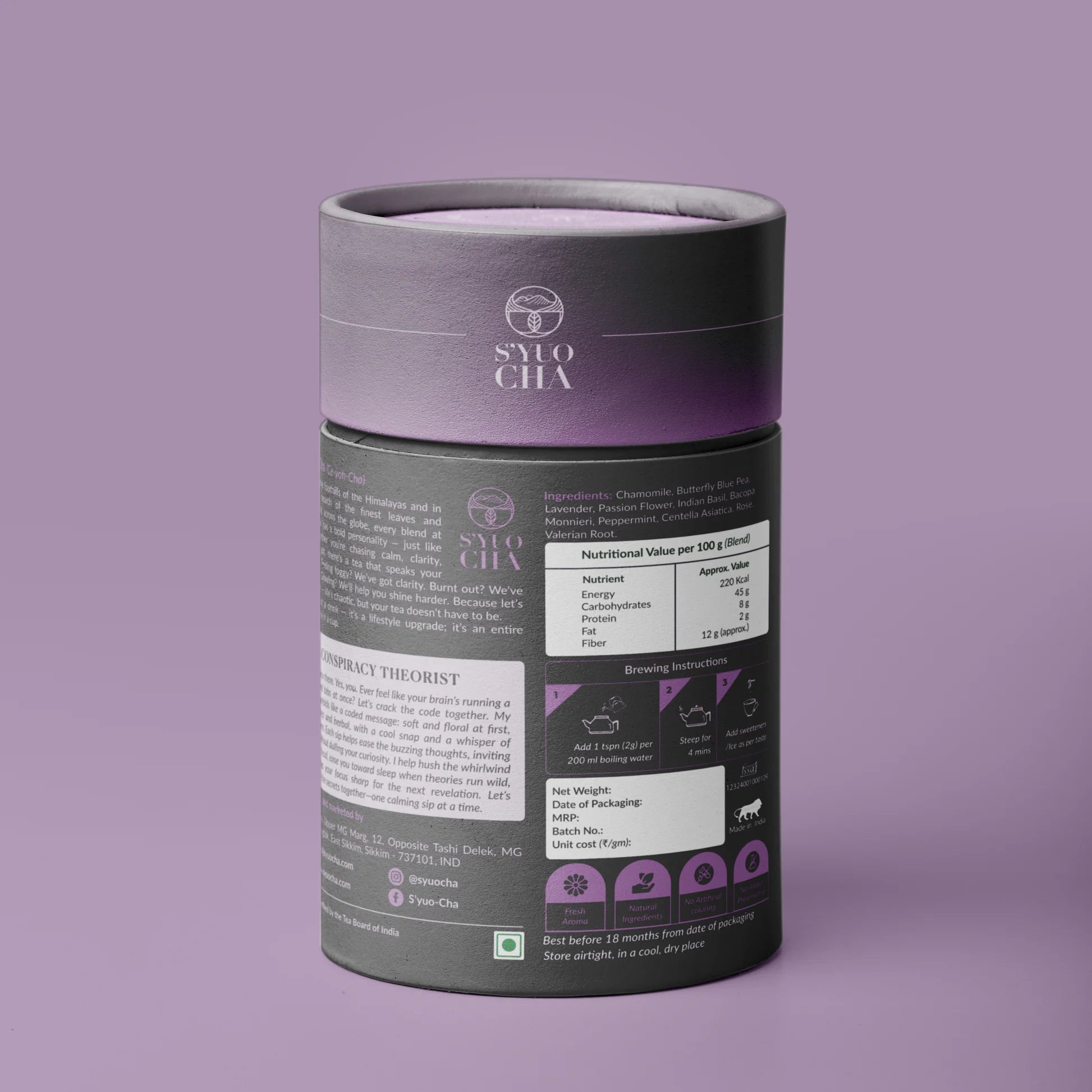 Tea |The Conspiracy Theorist (Blue Tea with Chamomile for Better Sleep) -No Side Effects-No Artificial Coloring- No Added Preservatives - Syuo Cha - 30gm