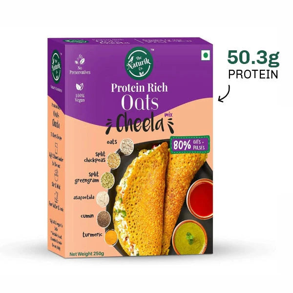 Cheela Mix | Protein Rice Oats Cheela - 100% Pure - No Maida, No Sugar, No Palm Oil & No Added Preservatives – The Naturik Co – 250gm