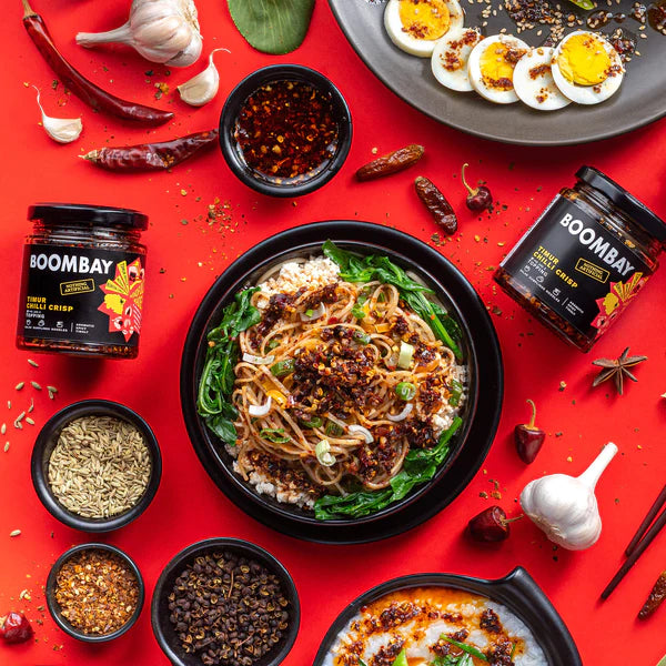 Timur Chilli Crisp | Topping (Aromatic Spicy Tangy) - Salad - Dumplings - Noodles - No Refined Sugar & No Bad Oil - Boombay - 190gm