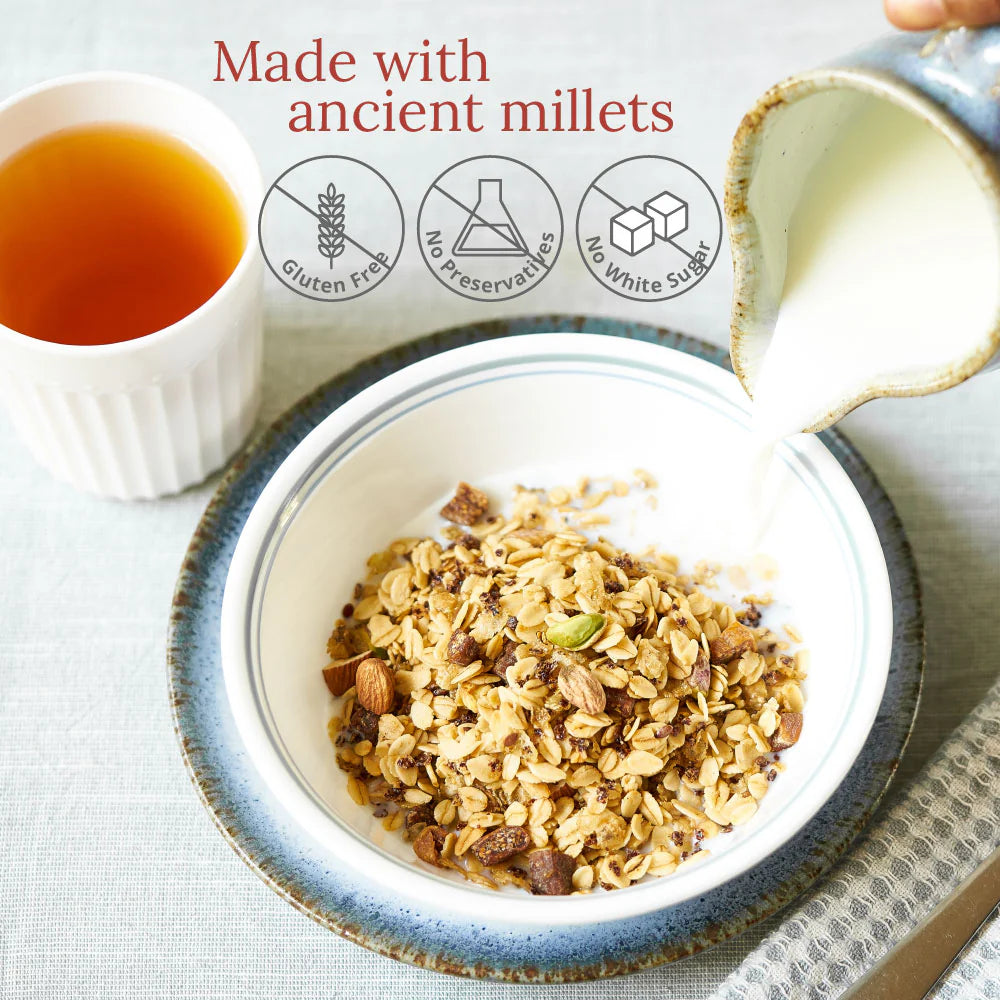 Toasted Millet Muesli - Fig & Honey With Salted Pistachios - Wingreens Harvest - 250gm