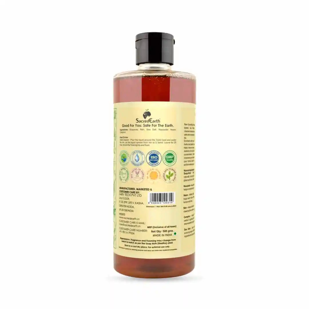 Toilet Cleaner | (Enriched With Reh, Sea Salt, Soap Nuts, Neem & Camphor) - Natural - Eco Friendly & Non Toxic - Sacred Earth - 500ml