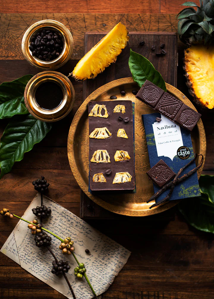 Dark Chocolate |Tokai Coffee & Pineapple Chocolate Bar - Vegan, Gluten Free - Naviluna - 60gm