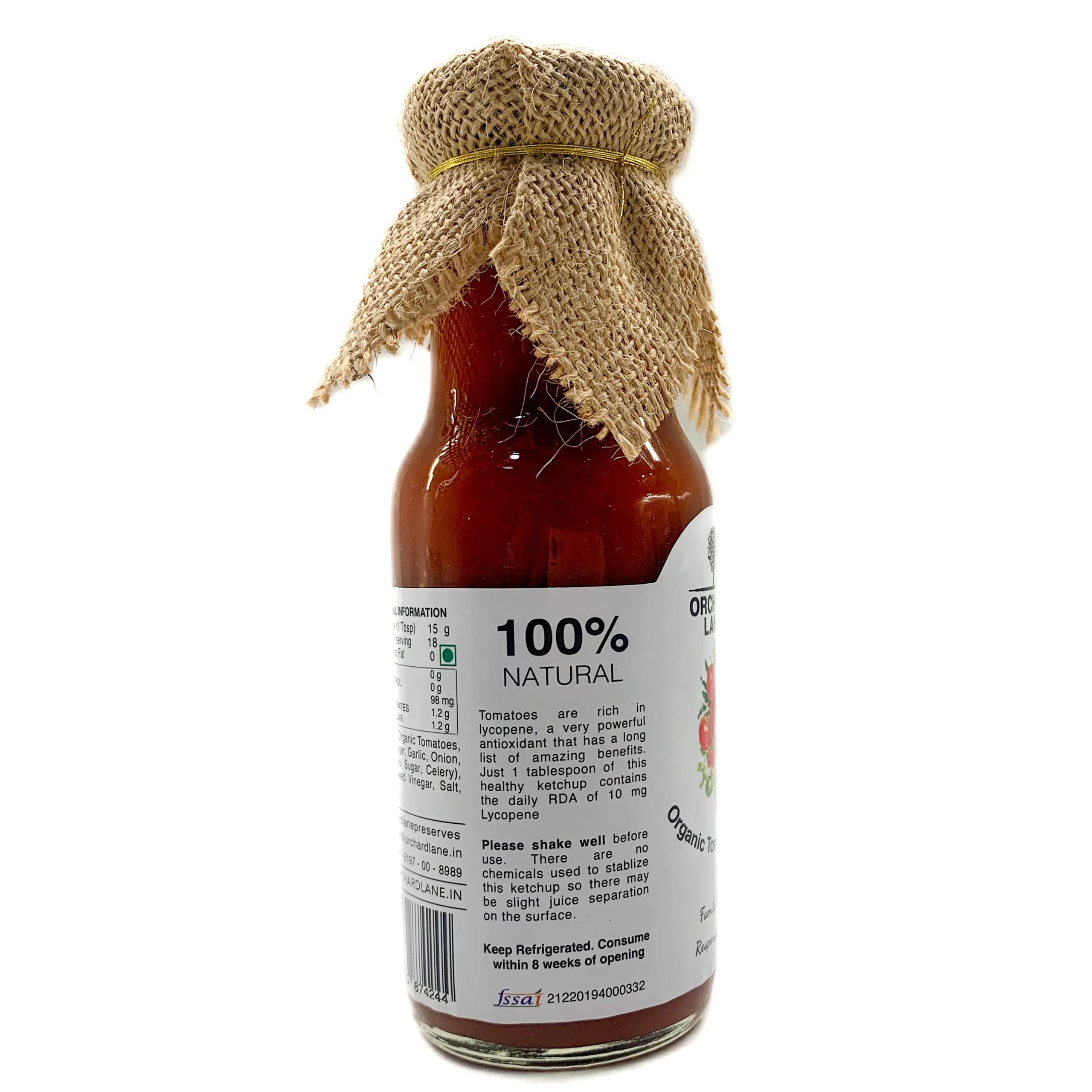 Tomato Ketchup | Organic - Gluten Free, No Added Chemicals, Preservatives & No Added Colours - Orchard Lane – 230gm