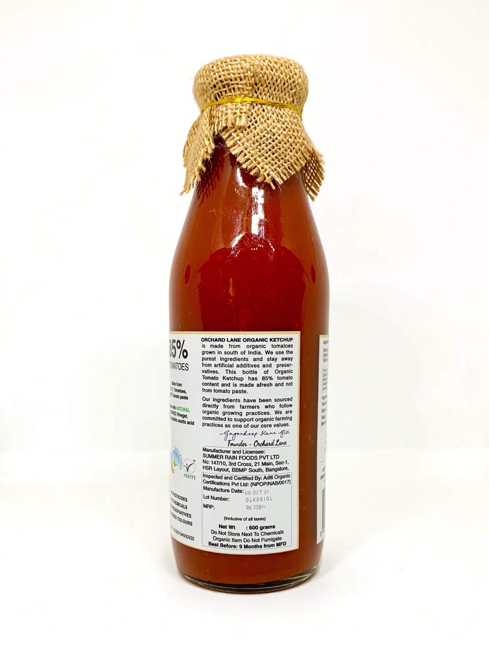 Tomato Ketchup - Natural - Orchard Lane - 600gm