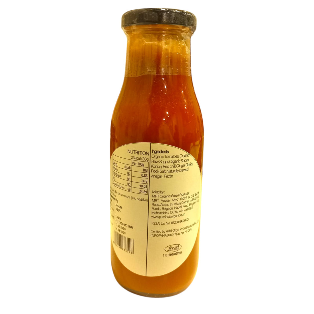 Tomato Ketchup – No Artificial Colours, Preservatives & No Additives - MRT Organics – 300gm