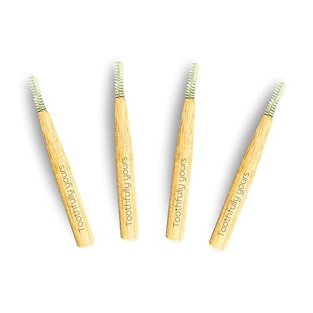 Brush | Bamboo Interdental Brush - For Small Gaps Between Teeth - Eco Friendly - Toothfully Yours - Pack Of 4