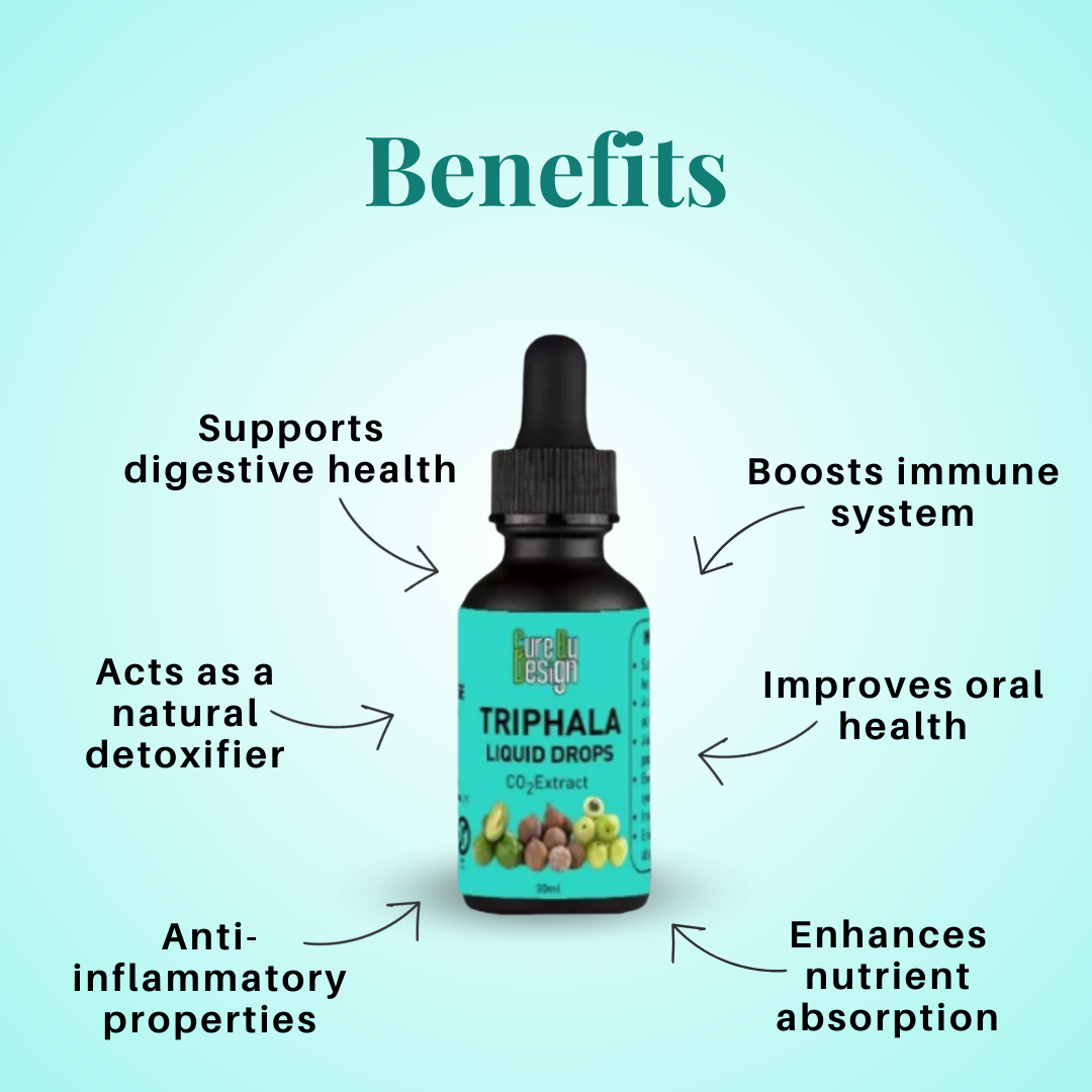 Triphala Liquid Drops | Co2 Extract - Improve Digestion & Detox - Refresh Your Body & Cleanse Naturally - Cure By Design - 30ml