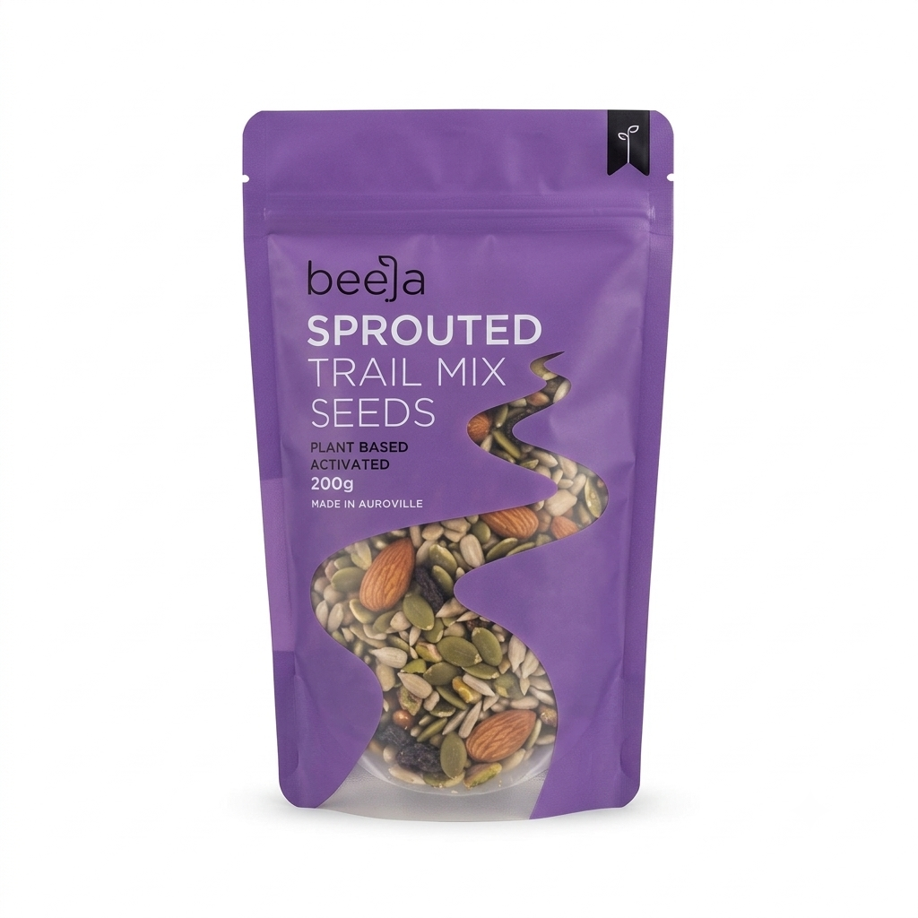 Trail Mix | (Sprouted: Almonds, Walnuts, Pumpkin & Sunflower Seeds) - Raw - Natural - Vegan - Beeja - 200gm