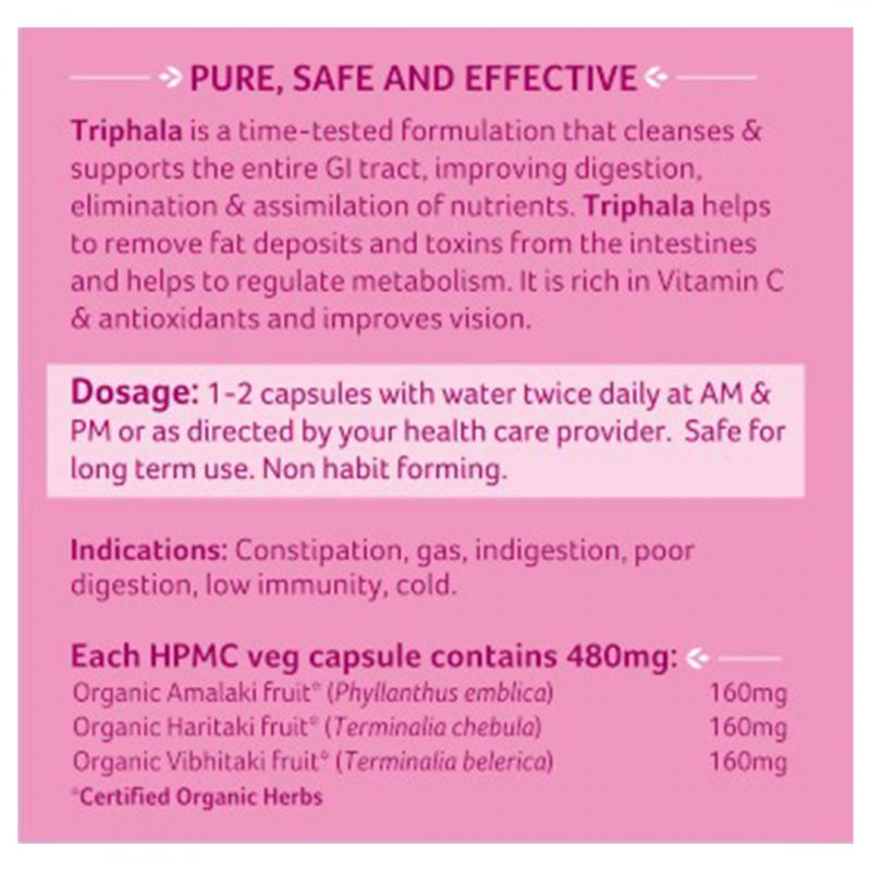 Triphala - Digestion & Colon Cleanse - Organic India - 60 Capsules