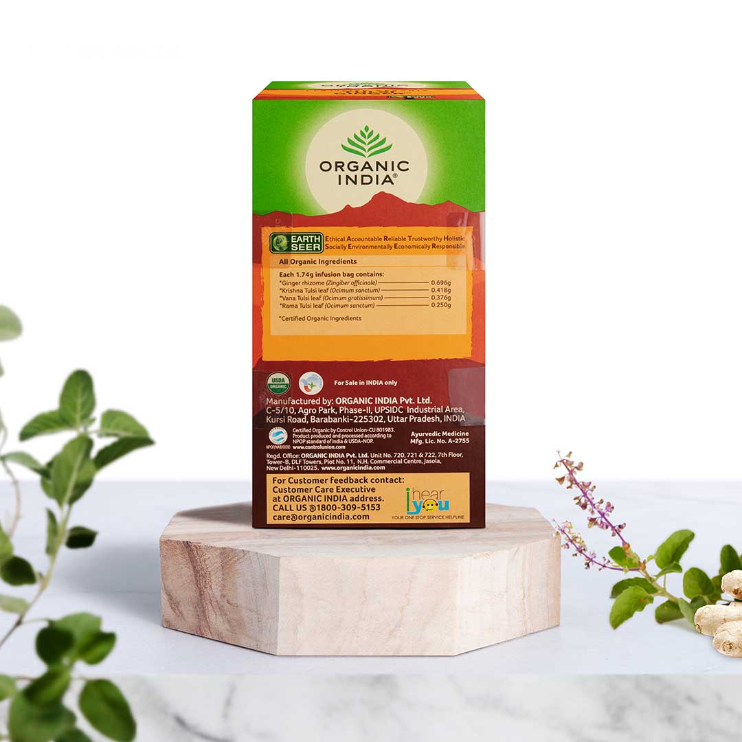 Tulsi Ginger - Certified Organic - Caffeine Free - Organic India - 25Tea Bags