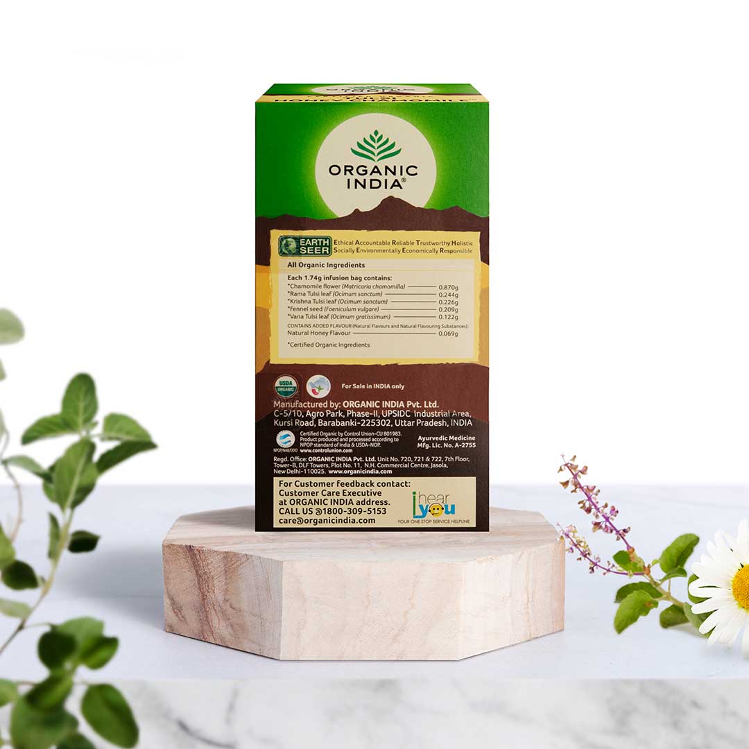 Tulsi Honey Chamomile – Caffeine Free - Organic India – 25Tea Bags