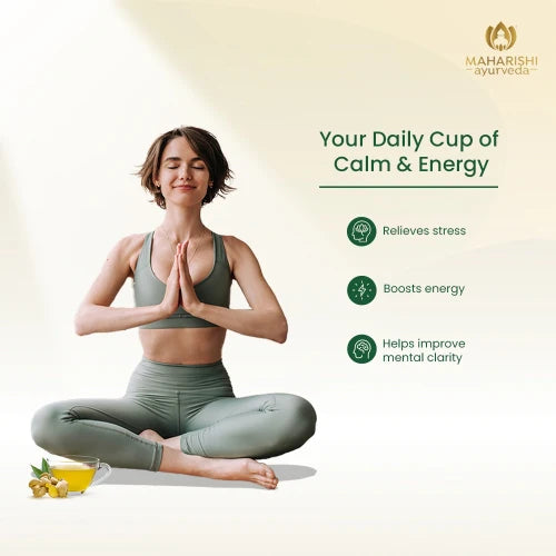 Tea | Tulsi Green Tea Lemon Ginger (With Green Tea, Tulsi, Ginger, And Lemongrass) - Ayurvedic Stress Relief & Immunit - Certified Organic Ayurvedic Infusion - Gluten Free & No Added Flavours - Maharishi Ayurveda - 20 Tea Bags