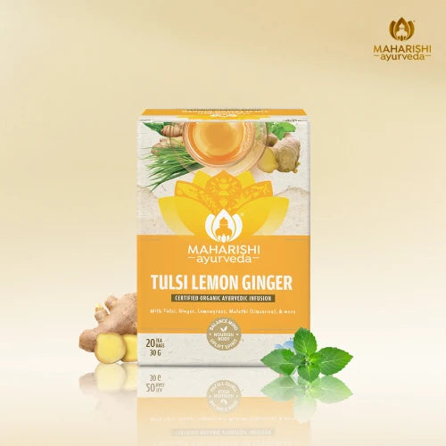 Tea | Tulsi Lemon Ginger Tea - Supports Immunity & Digestion - Maharishi Ayurvedaindia - 20 Tea Bag