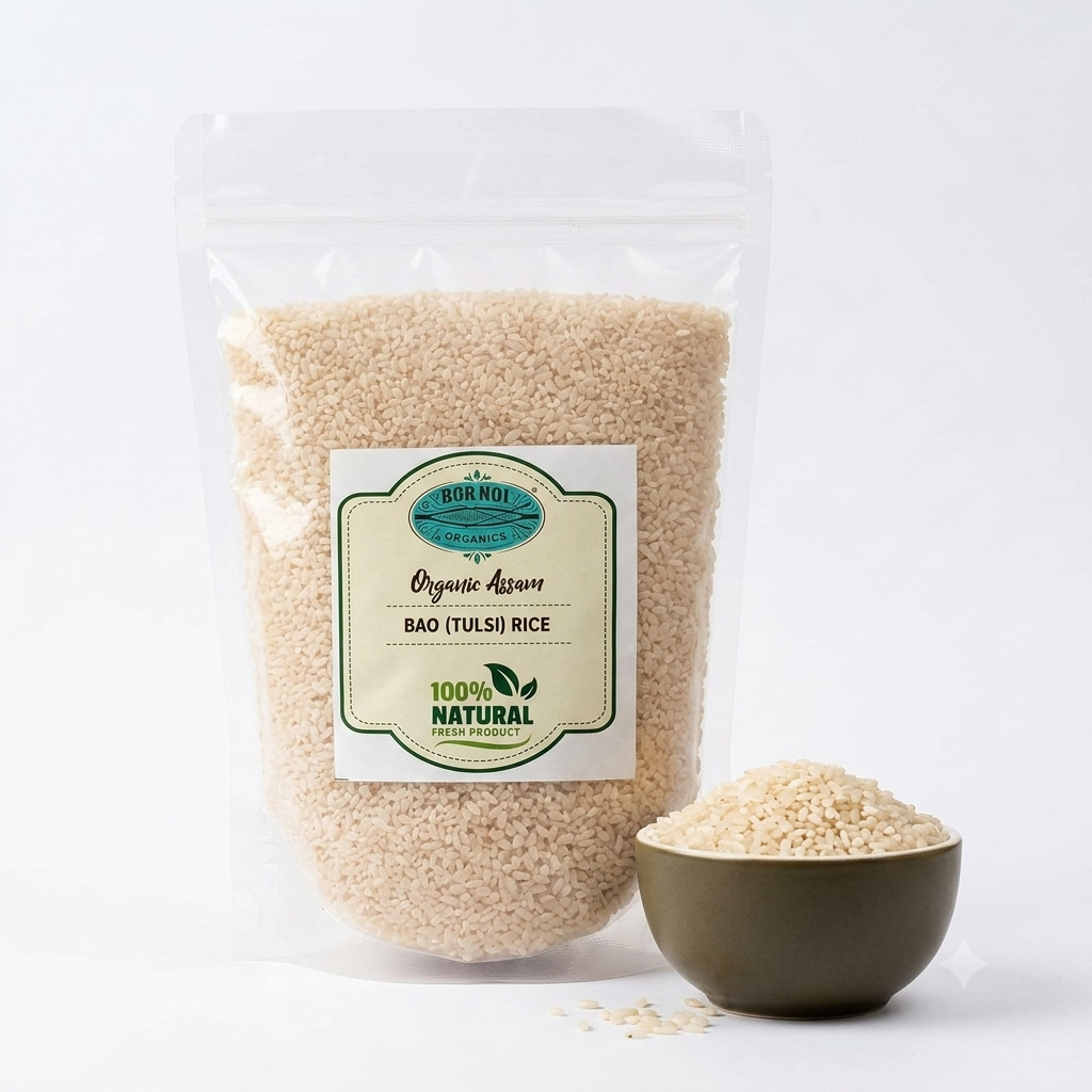 Rice | Tulsi Bao Rice - Assam – USDA Organic -100% Natural – Low Glycemic Index Rice With High Nutrition - BOR-NOI ORGANICS – 1000gm