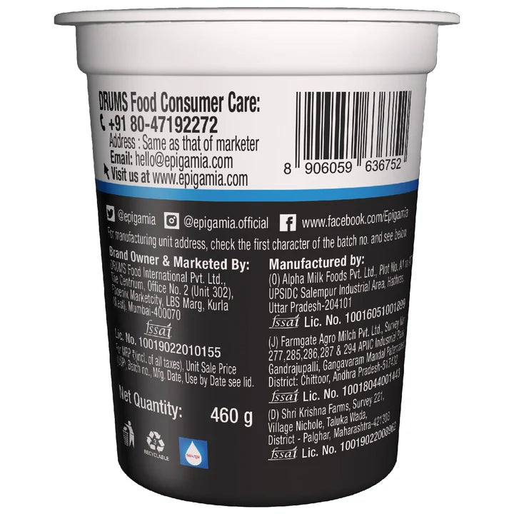 Yogurt | Turbo - Protein Yogurt - 50gm Protein - Natural - Fat Free, No Added Sugar & No Added Preservatives - Epigamia - 460gm