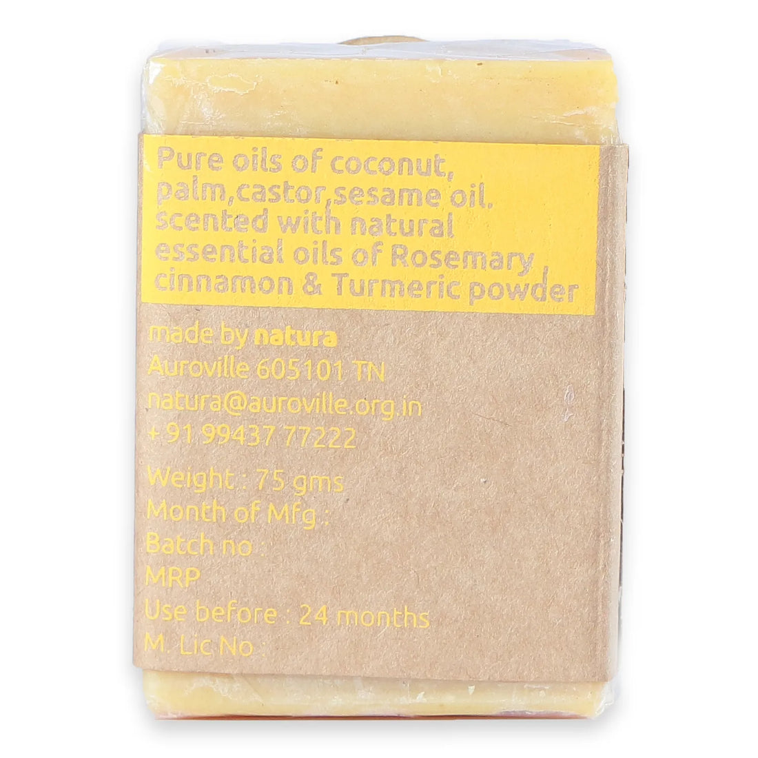 Soap | Turmeric Bath Soap - Chemical Free, No Added Colorants Or No Fragrances - natura - 75gm