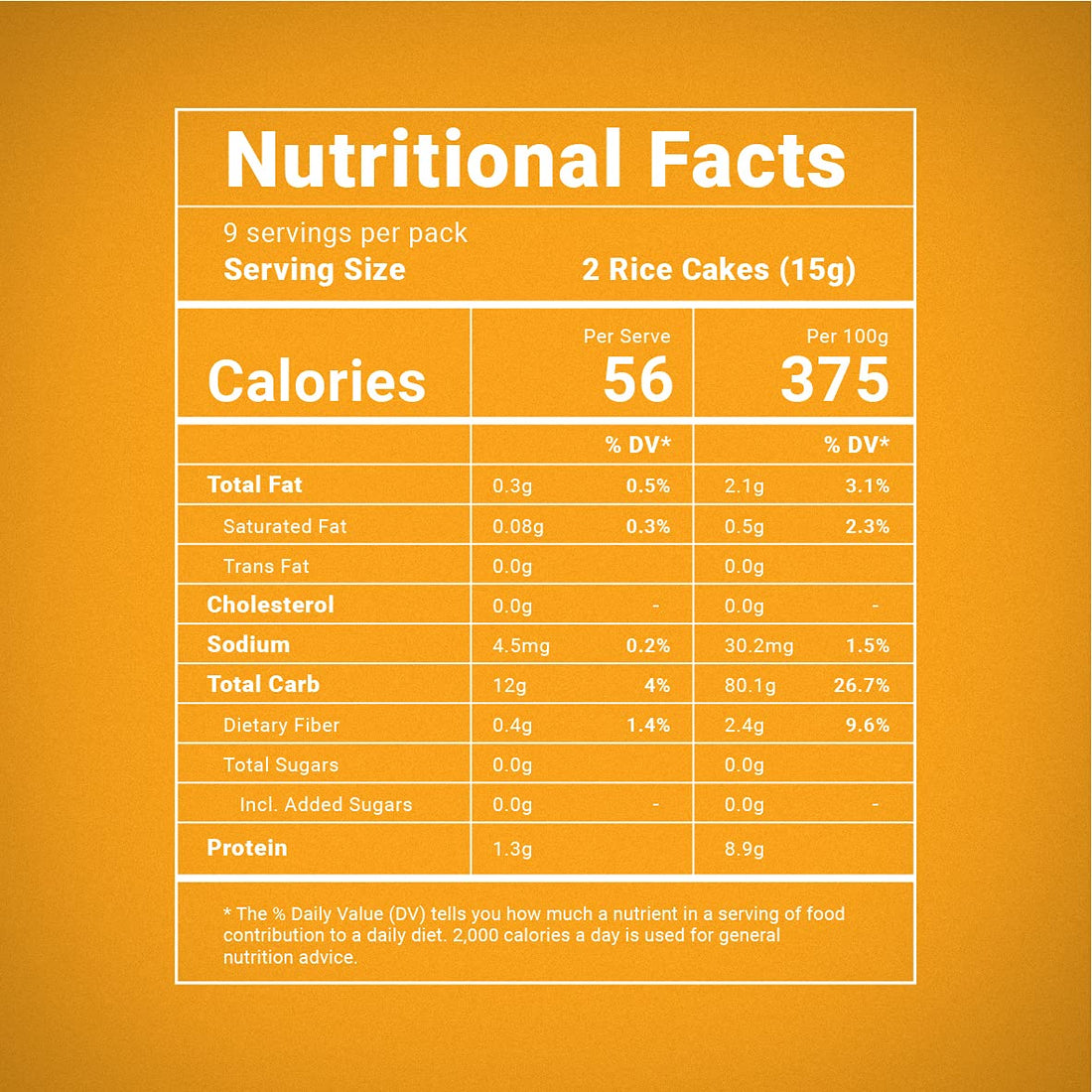 Turmeric & Black Pepper Rice Cakes - Lightly Salted - Vegan, Gluten Free, No Added Sugar & High Fiber - Grainic - 135gm