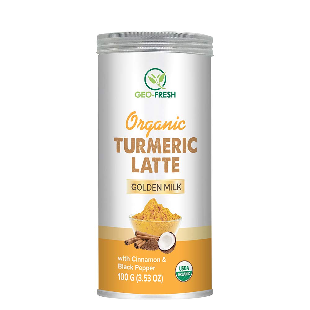Turmeric Latte | Golden Milk (With Cinnamon & Black pepper) – USDA Organic – Vegan, Gluten Free & No Gmo – Geo Fresh – 200gm
