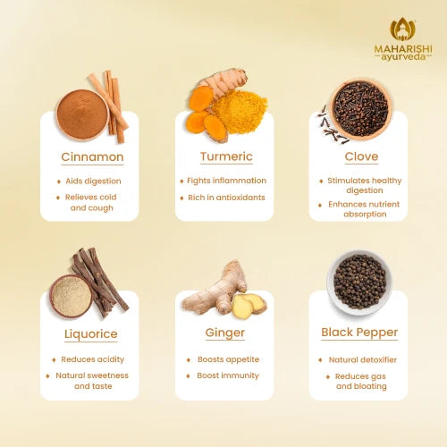 Tea | Turmeric Ginger Tea - Immunity & Digestion Boosting Ayurvedic Blend - No Added Flavours - Maharishi Ayurveda - 20 Tea Bags