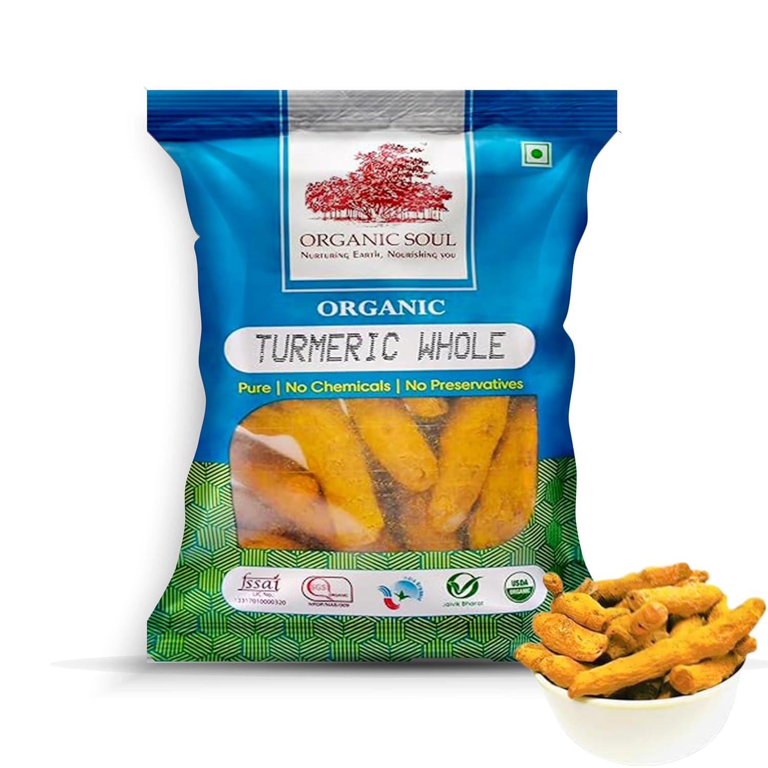 Turmeric | Whole – USDA Organic – No Chemical & No Added Preservatives – Organic Soul – 100gm