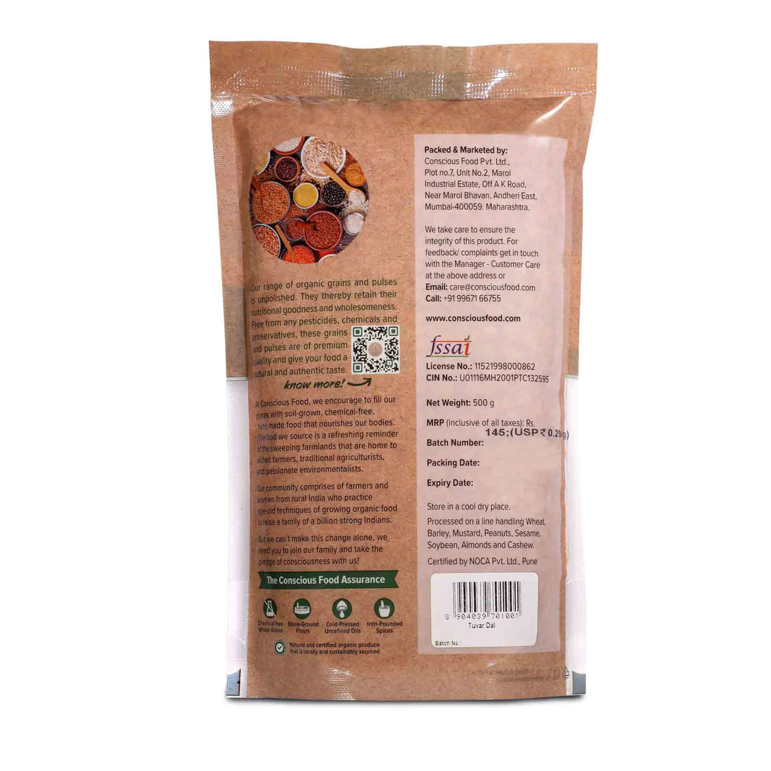 Arhar Dal | Pigeon Pea (Tur Dal) – Conscious Food – 500gm