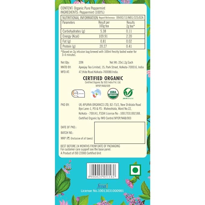 Typhoo Refreshing Organic Peppermint Tea with Pure Peppermint - Typhoo - 20Tea Bags