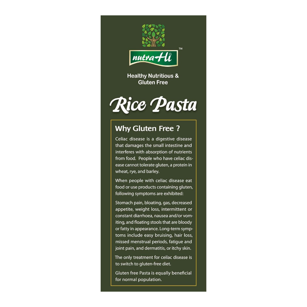 Pasta | Rice Pasta - Vegan, Gluten Free, No Maida, No Wheat, No Added Flavours & Preservatives Free - NutraHi - 250gm