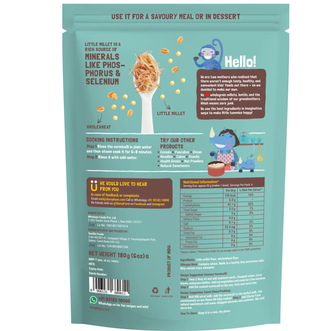 Little Millet Vermicelli - No Maida - Slurrp Farm – 180gm