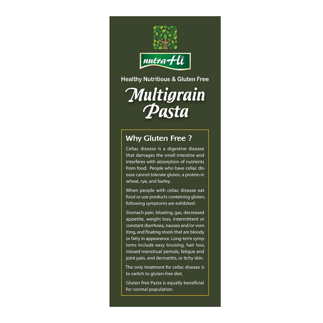 Pasta | Multigrain Pasta - Vegan, Gluten Free, High In Protein, Fibre, No Maida, No Wheat, No Added Flavours & Preservatives Free - NutraHi - 250gm