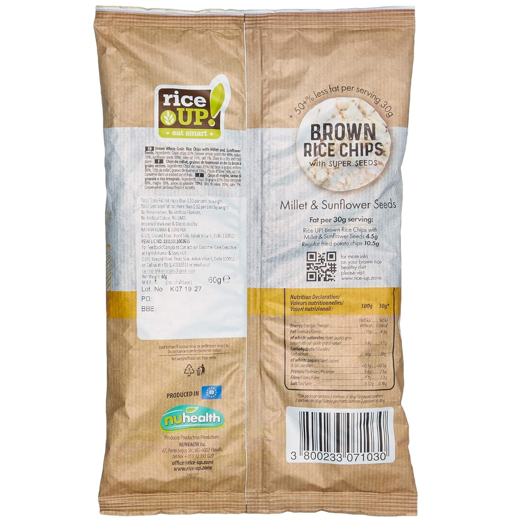 Chips | Millet and Sunflower Seeds Brown Rice Chips - RiceUp - 60gm