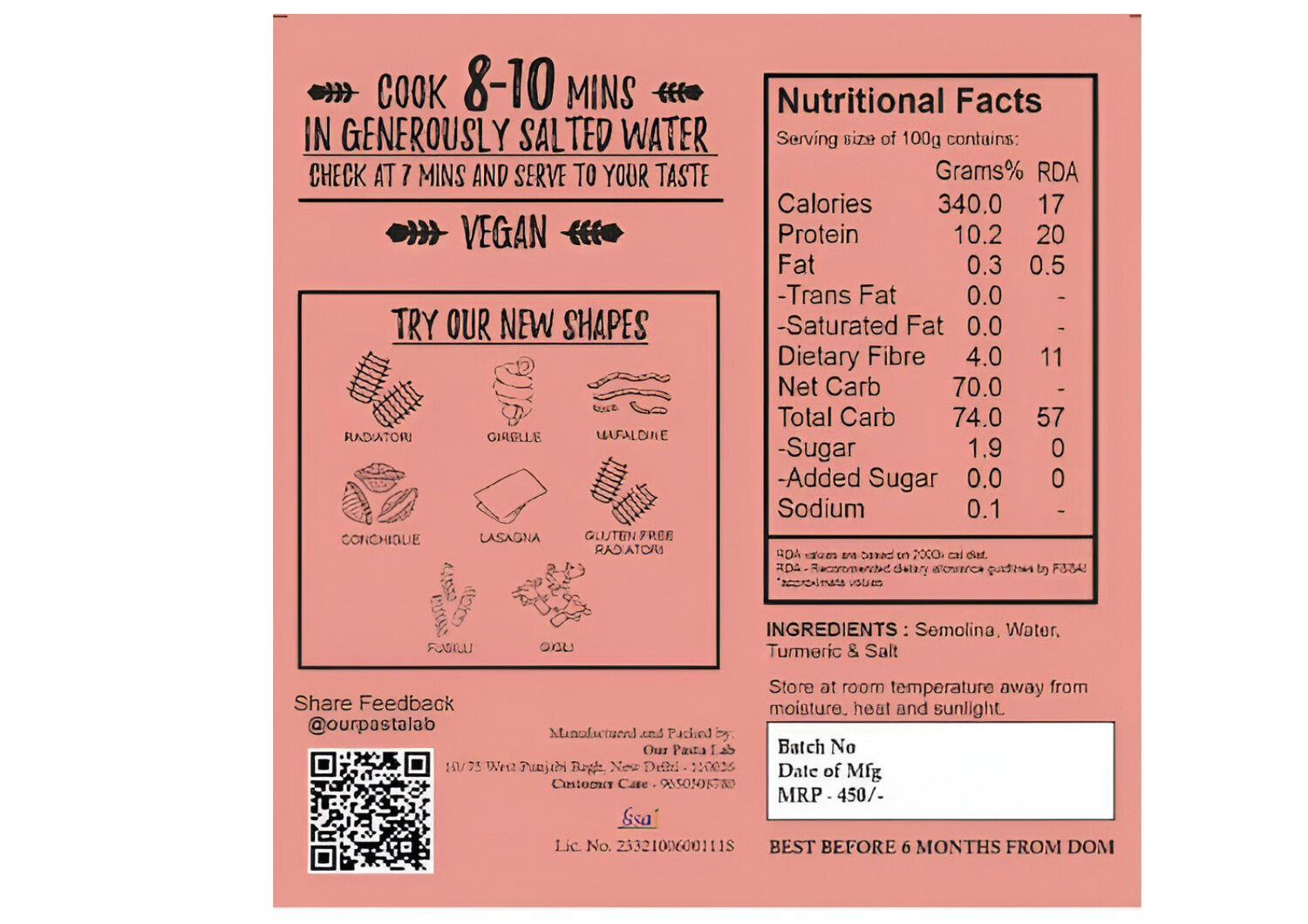Pasta | Fettuccine Pasta - Vegan, No Maida & No Added Preservatives – Our Pasta Lab – 200gm
