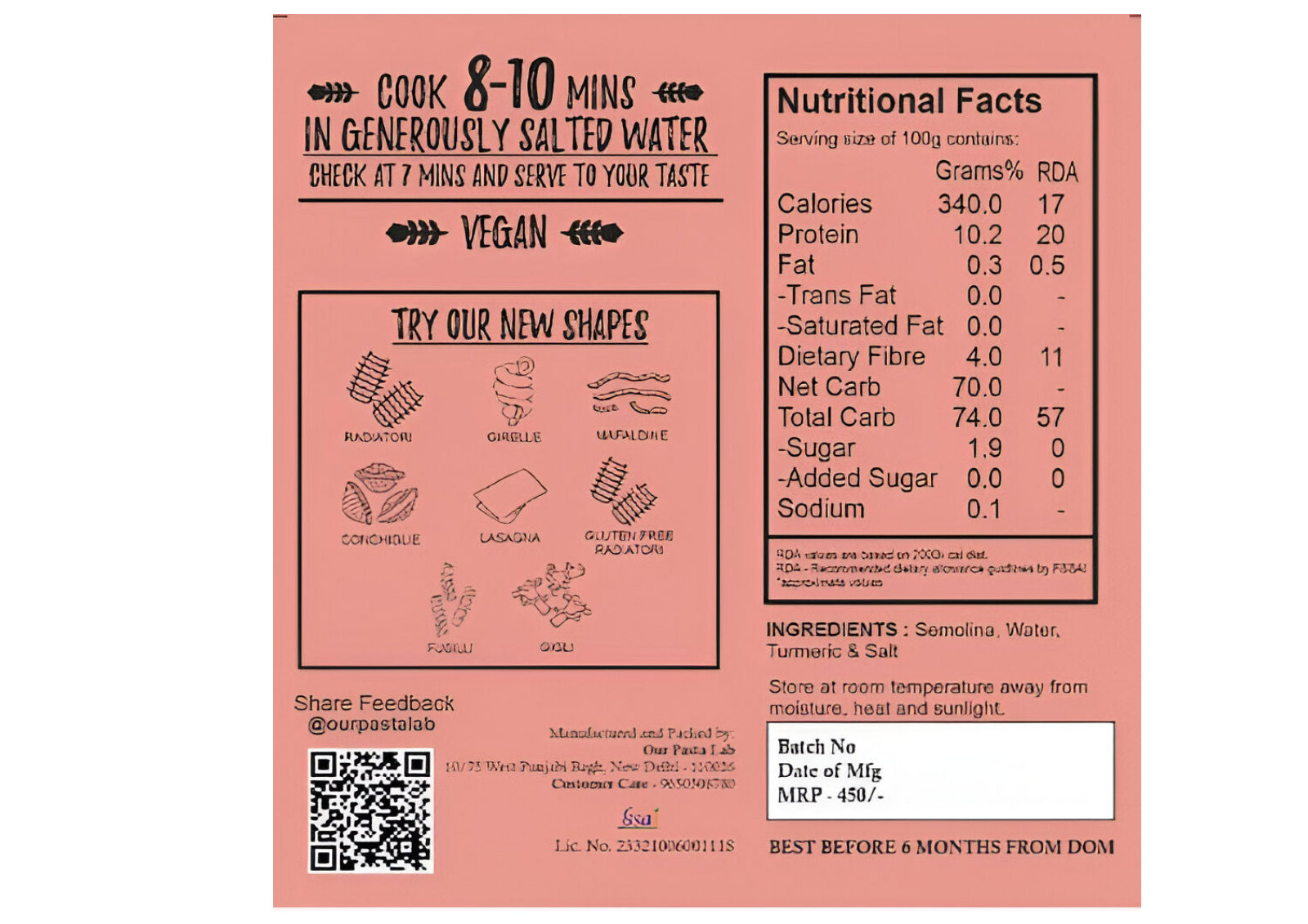 Pasta | Fettuccine Pasta - Vegan, No Maida & No Added Preservatives – Our Pasta Lab – 200gm